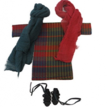 Gestreiftes, vielfarbiges Männerkleid - 2 Turbane zum Wechseln